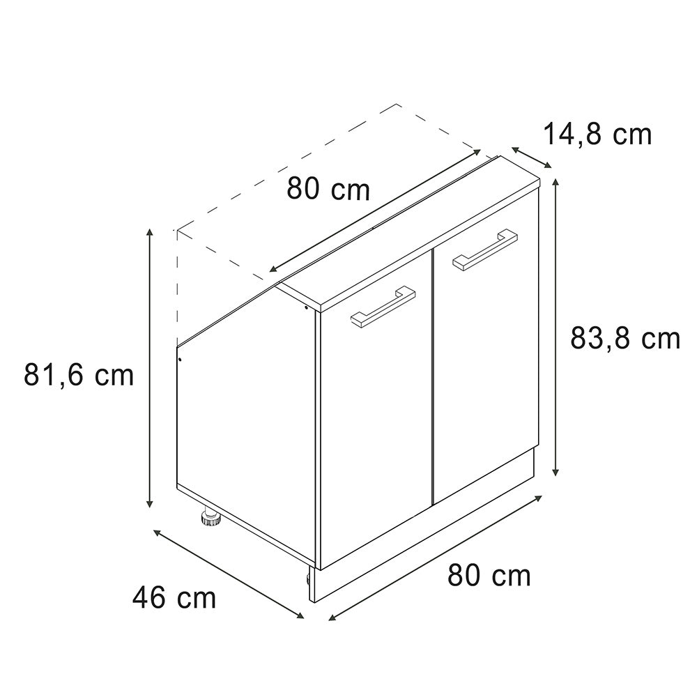Mobile sottotetto Rion Calcestruzzo/Bianco con 2 porte Vicco