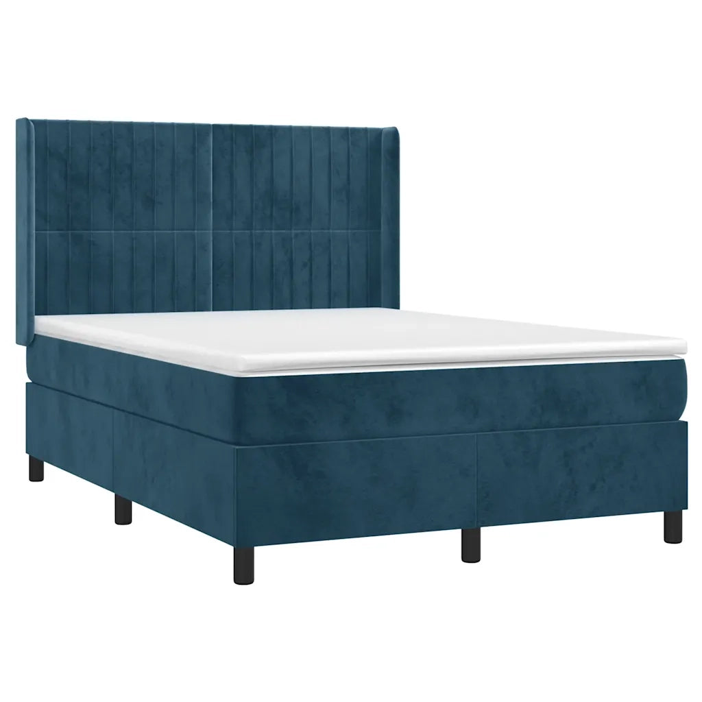 Letto a Molle con Materasso e LED Blu Scuro 140x200 cm 3139689