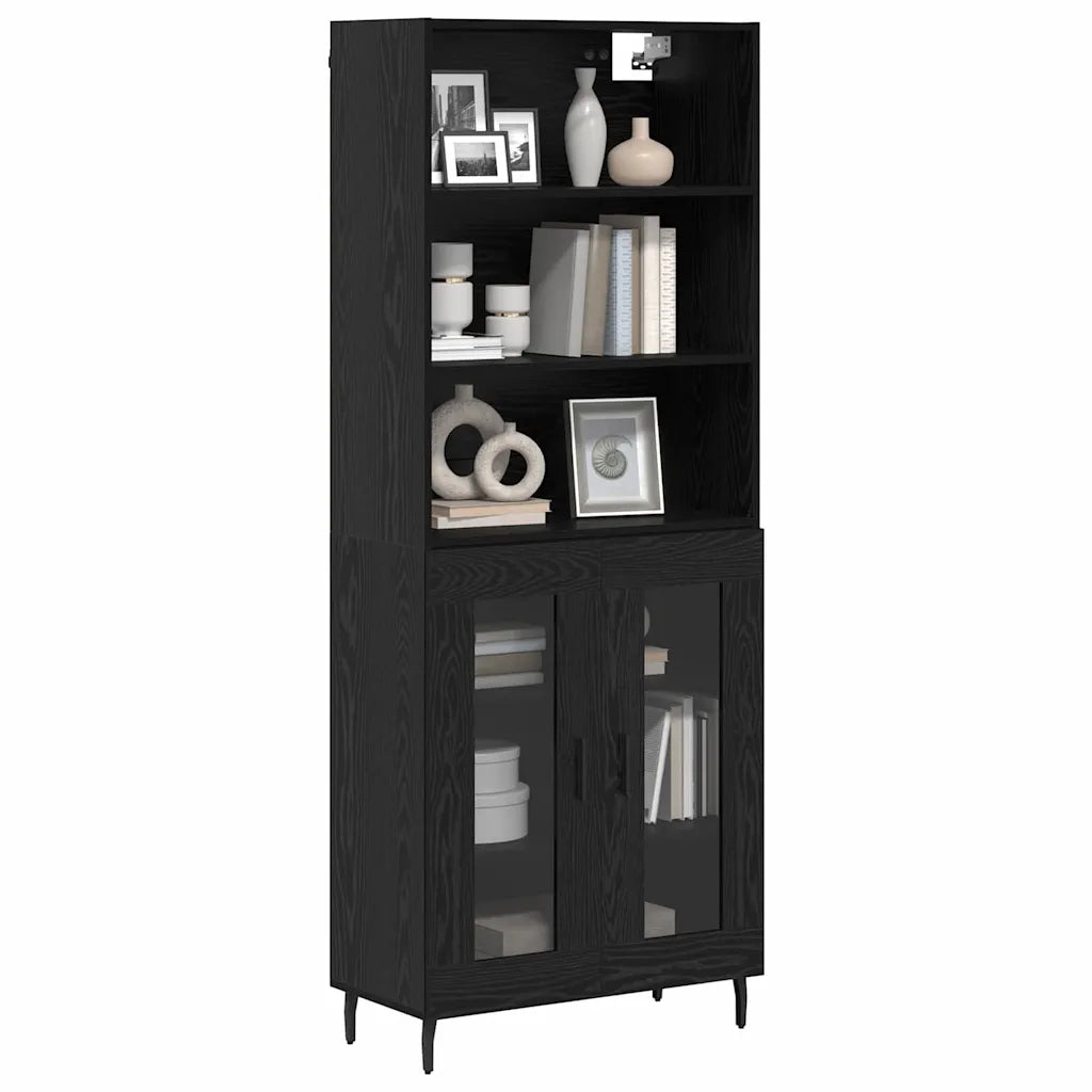 Credenza | Madia | Buffet da pranzo | Armadio da pranzo Rovere Nero 69,5 x 34 x 180 cm