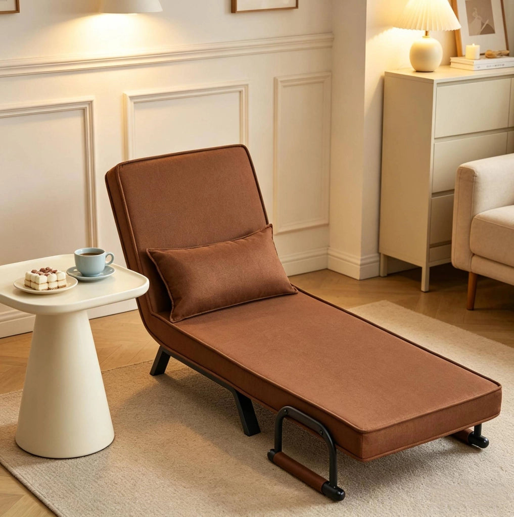Sedia Letto Pieghevole 3 in 1 con Schienale Regolabile e Struttura in Metallo, 65x78x75 cm