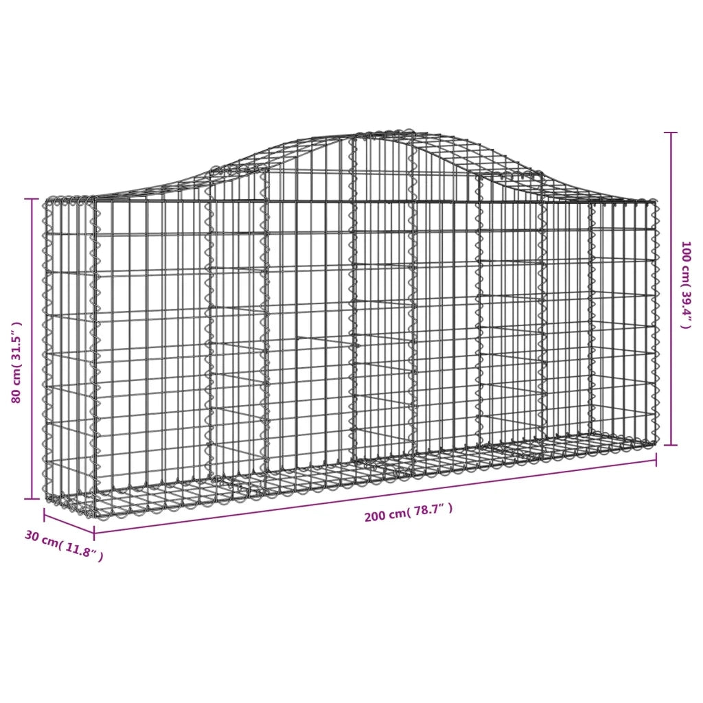 Cesti Gabbioni ad Arco 9 pz 200x30x80/100 cm Ferro Zincato 3145416