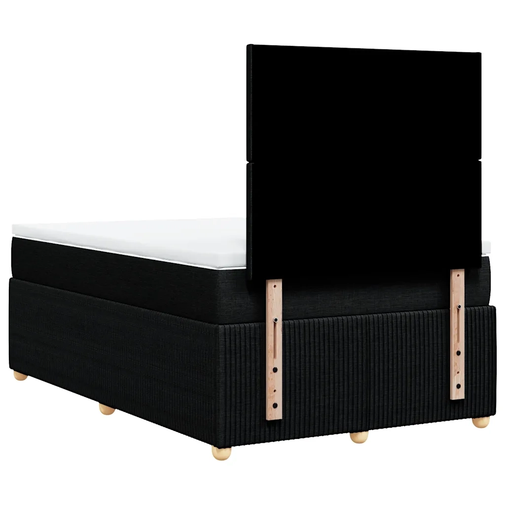 Giroletto a Molle con Materasso Nero 120x190 cm in Tessuto