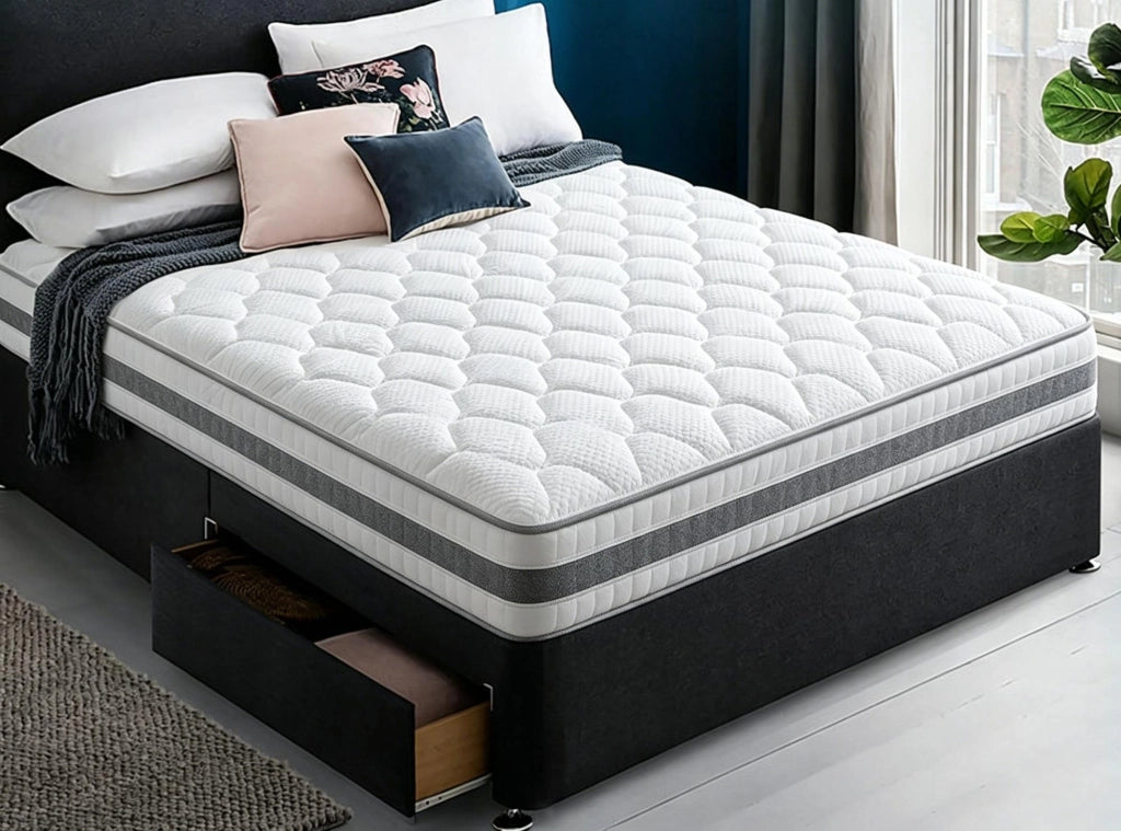 Materasso 90x200 cm H4, altezza 25 cm con schiuma comfort e molle insacchettate a 7 zone
