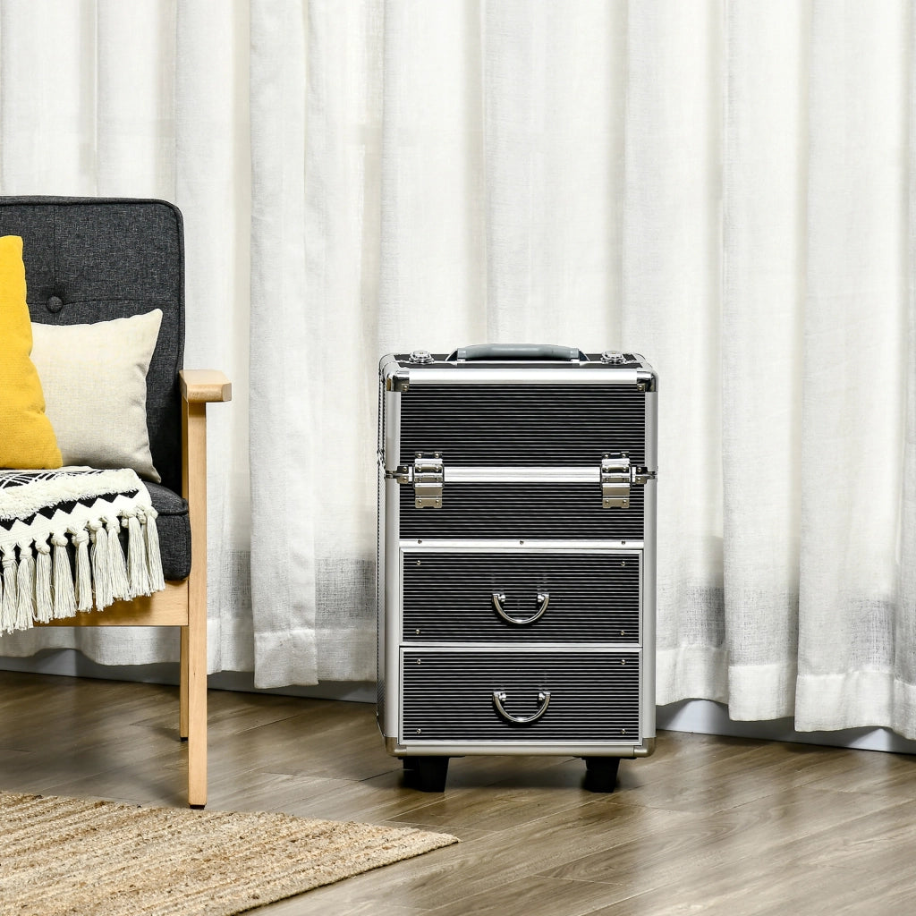 Valigia Vanity Trucco ¨C zephmum ¨C ABS Alu Nero 36x23x58 cm