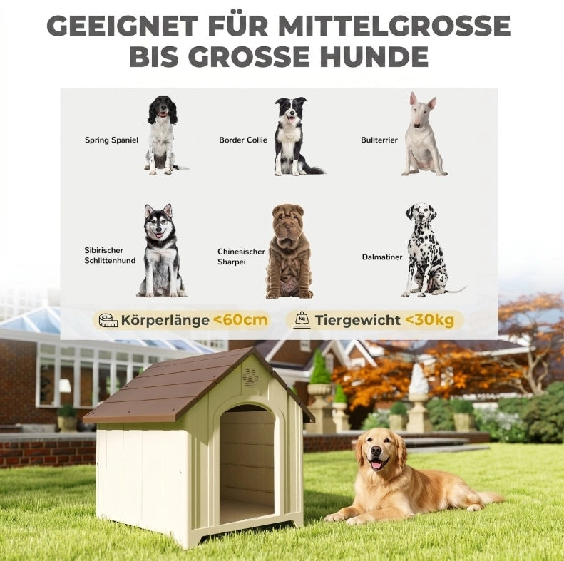 Cuccia per cani da esterno rialzata 88×79×89 cm beige