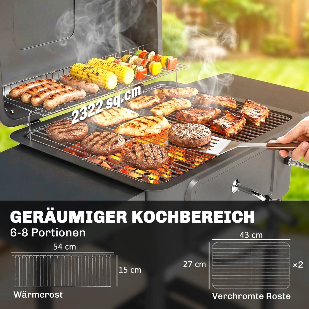 Barbecue a carbone con coperchio e termometro ¨C Minimal ¨C Grigio