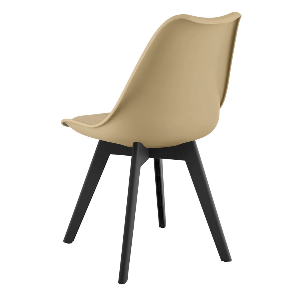 Sedia Mark con cuscino in ecopelle beige scuro