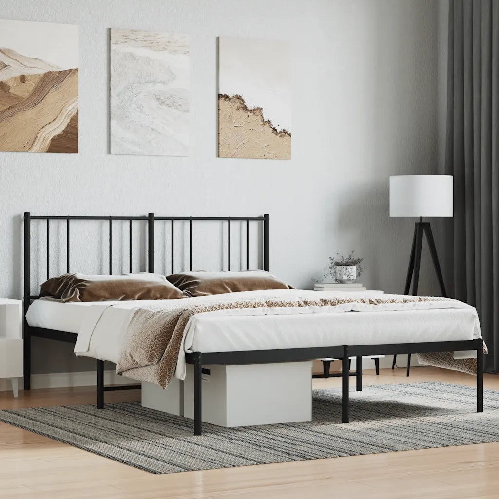 Giroletto con Testiera-Struttura Letto con testiera in Metallo Nero 120x200 cm 643415