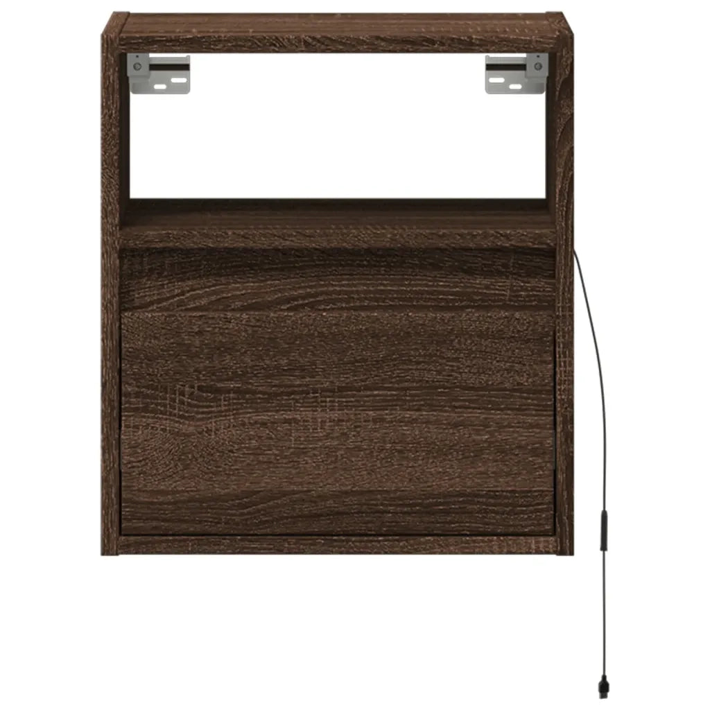 Mobile TV a Parete | Armadietto TV | Mobile Porta TV con Luci LED Rovere Marrone 41x31x45 cm