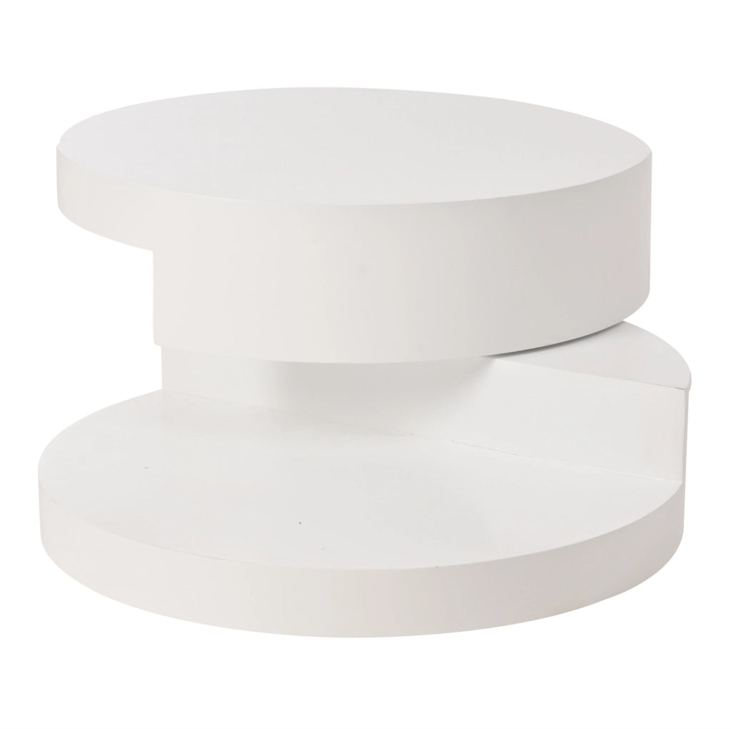 Tavolino da caff¨¨ rotondo ? 70 cm girevole a 360¡ã con LED in MDF bianco