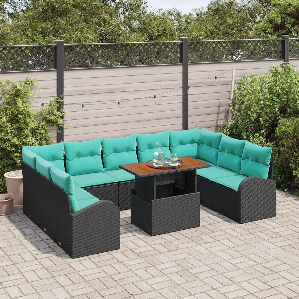 Set Divano da Giardino 10 pcs Nero Poly Rattan 3358370