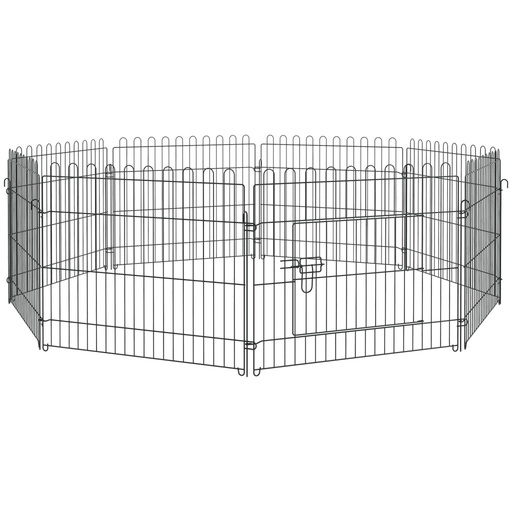 Recinto per Cani 8 Pannelli ¨C Xylo ¨C Acciaio Nero ?180x61 cm Interno Esterno