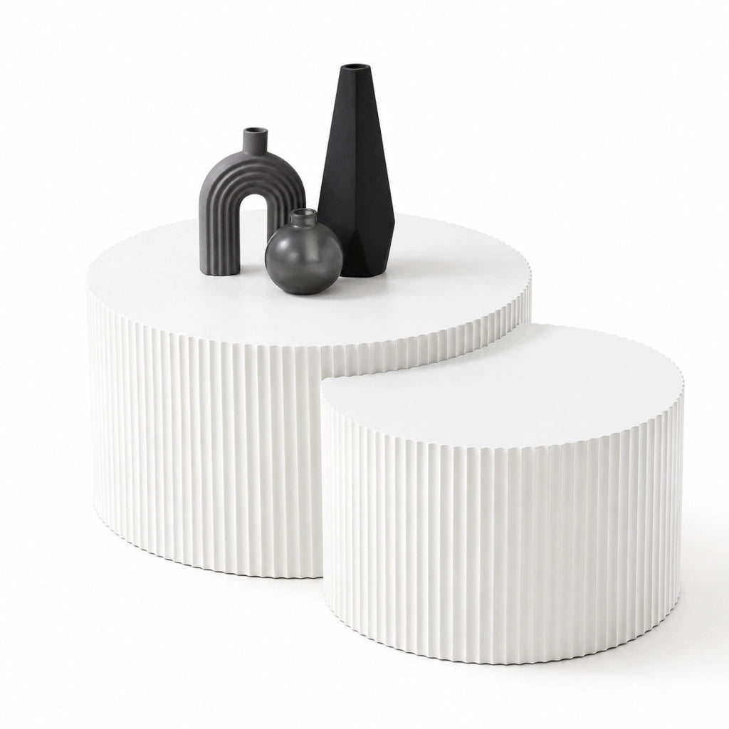Set di 2 tavolini da caff¨¨ ?60/40 cm a incastro in MDF bianco