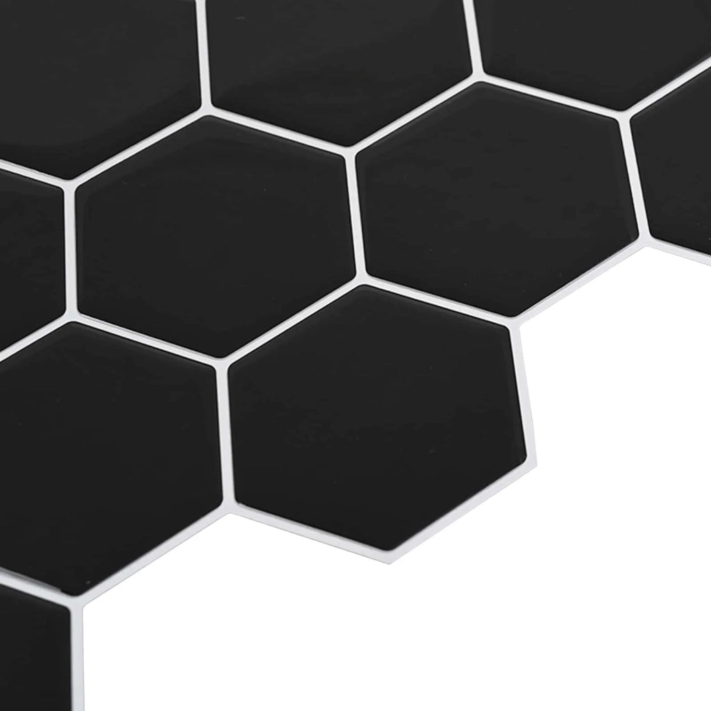 Piastrella Esagonale 10 pcs Nero 30 x 30 cm Poliuretano e PET 42046231