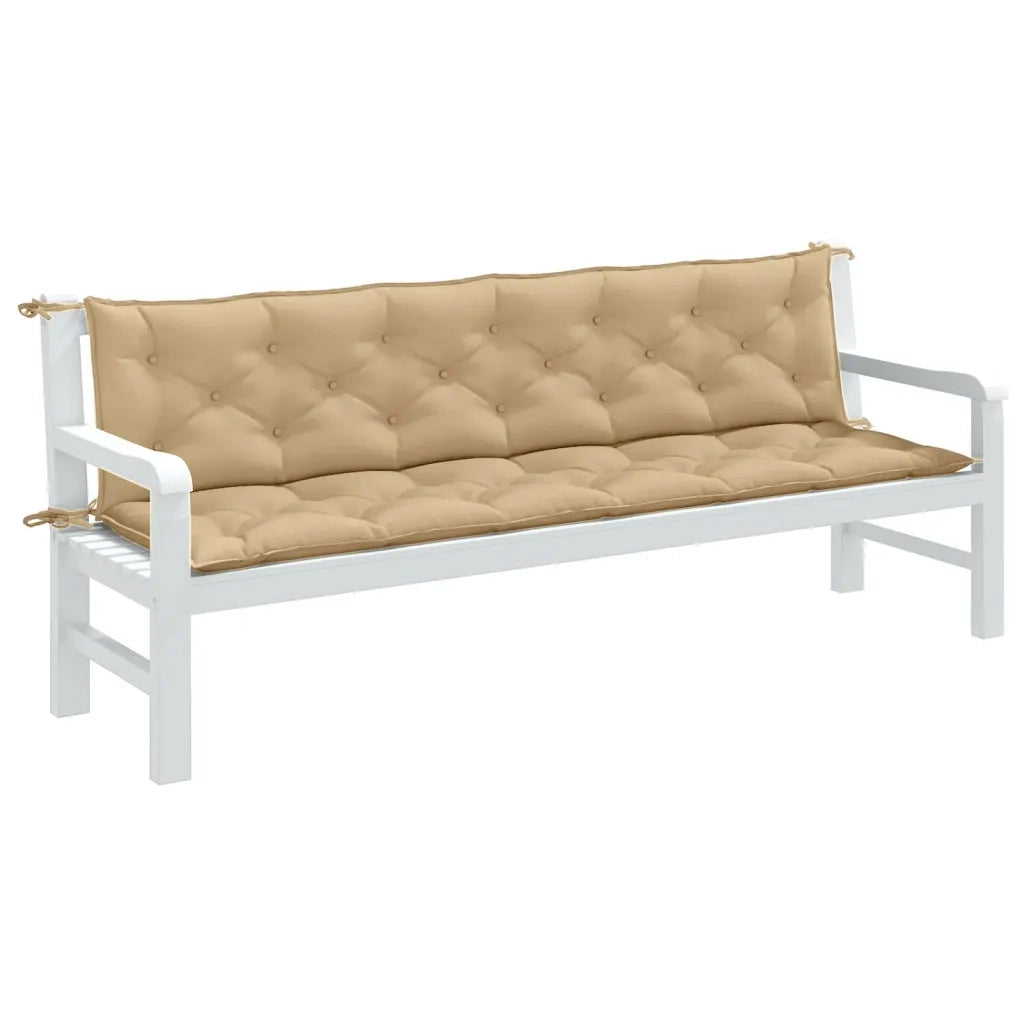 Cuscini Panca Giardino 2 pz-Set di 2 Cuscini per panchina da esterno Beige M¨¦lange 200x50x7 cm Tessuto