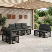 Set di divani da esterno 7 pz Nero e Grigio scuro Poliestere 3437667