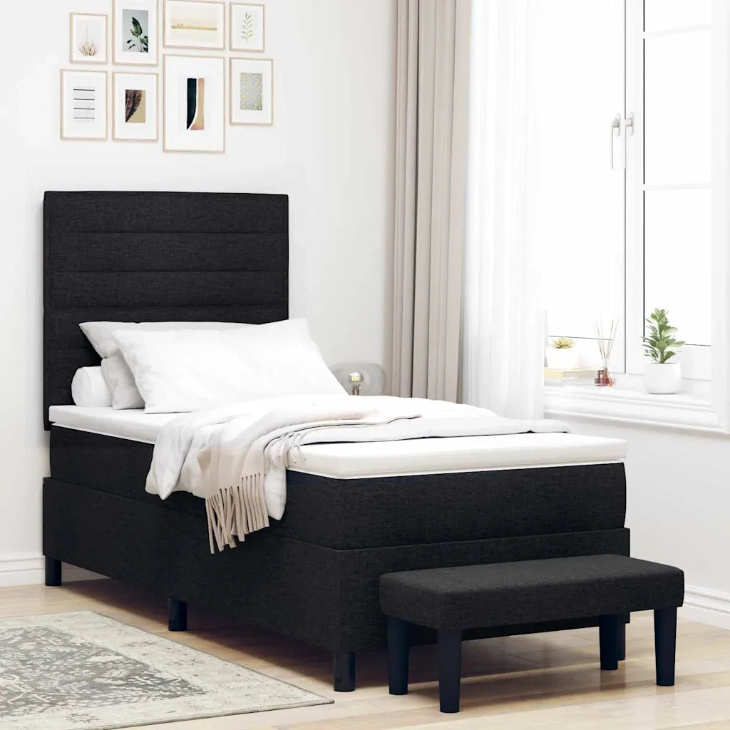 Letto a molle con materasso Nero 100 x 200 cm Tessuto