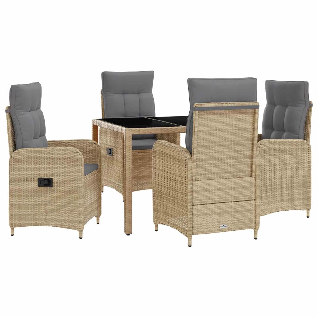 Set da pranzo per esterni 5 pz Beige e Grigio Chiaro polyrattan 3422335