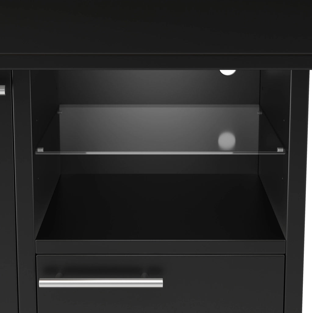 Tavolo da pranzo allungabile 110-140x80 cm con contenitore e LED multicolore nero HOMVRA