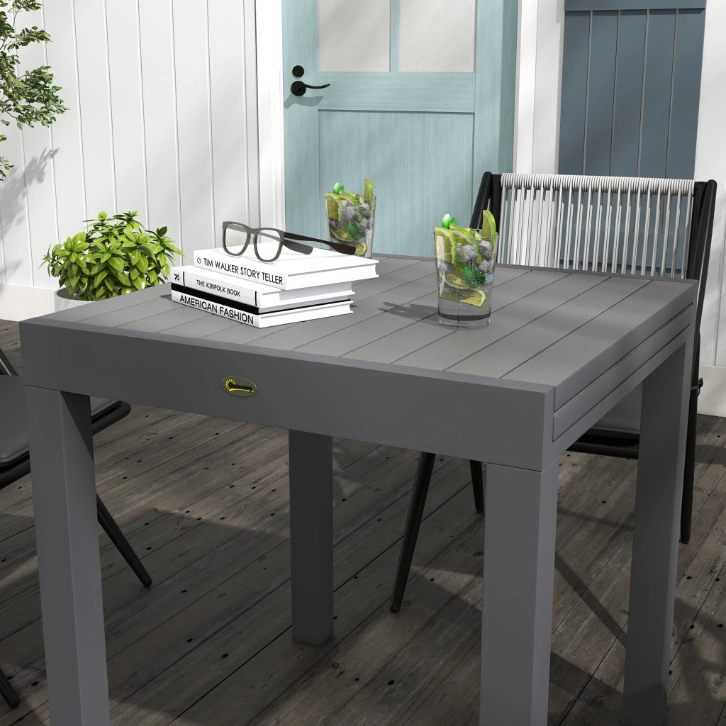Tavolo da pranzo allungabile 6 posti per balcone e giardino in alluminio grigio