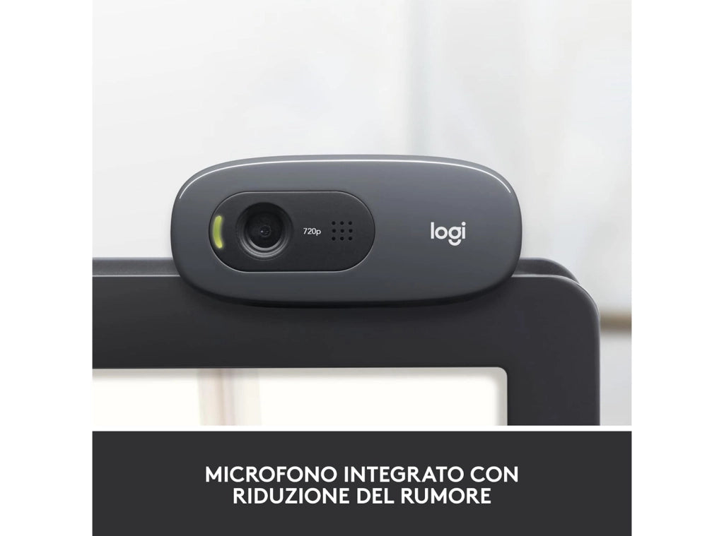 Webcam Logitech C270 HD 720p/30fps Videochiamate Conferenze Dad Widescreen Correzione Automatica ‎Luminosità Microfono Riduzione del Rumore