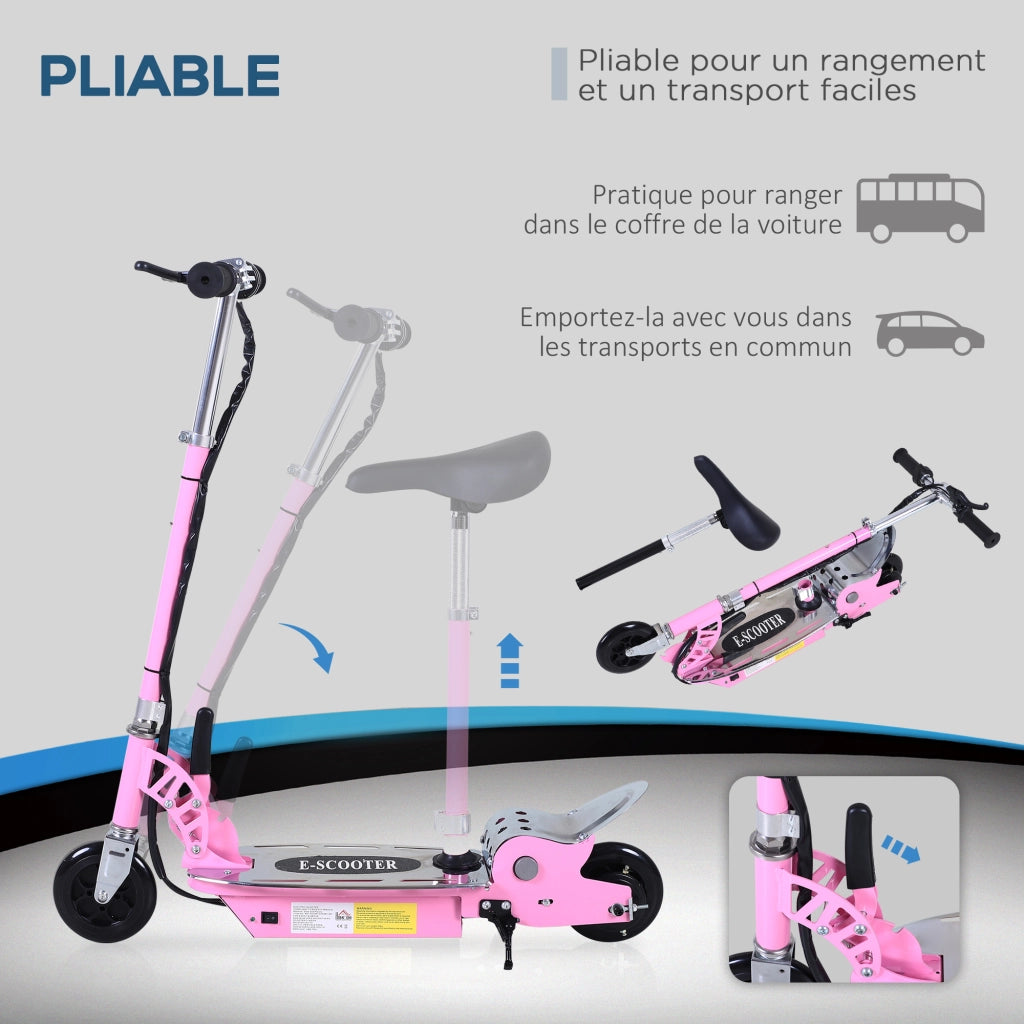Monopattino Elettrico Pieghevole per Bambini 7-12 Anni ¨C Xylo ¨C 120W Rosa Manubrio Regolabile