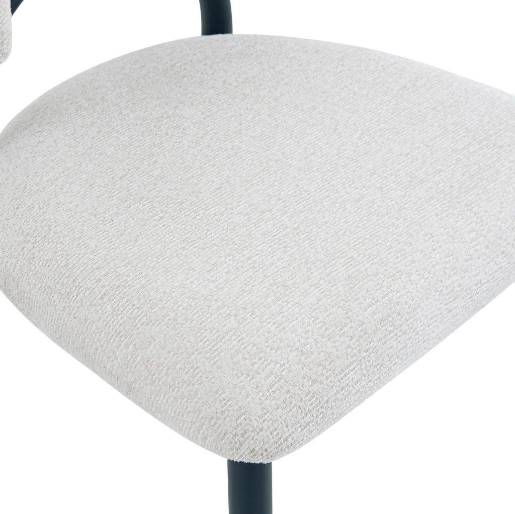 Set 2 sedie da pranzo imbottite in tessuto beige con struttura in metallo nero HOMVRA