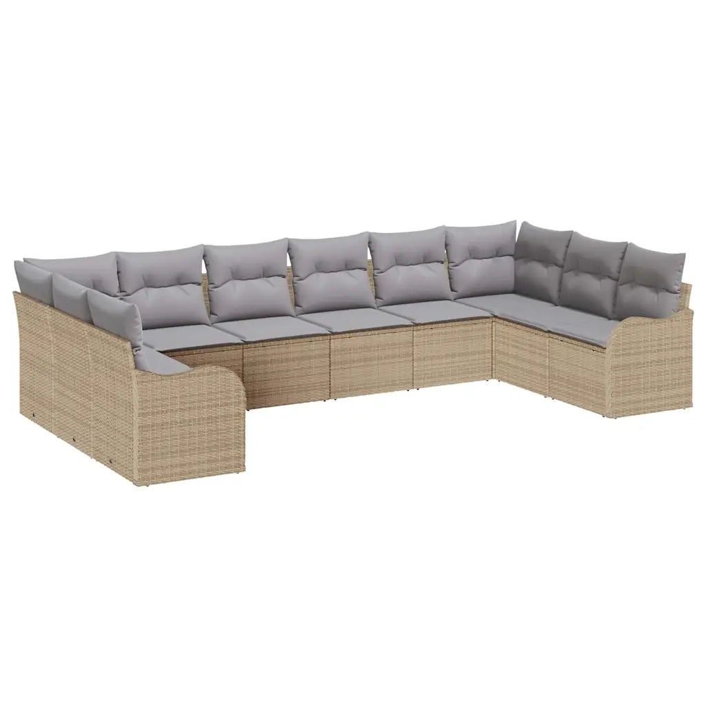 Set Divano da Giardino Beige polyrattan