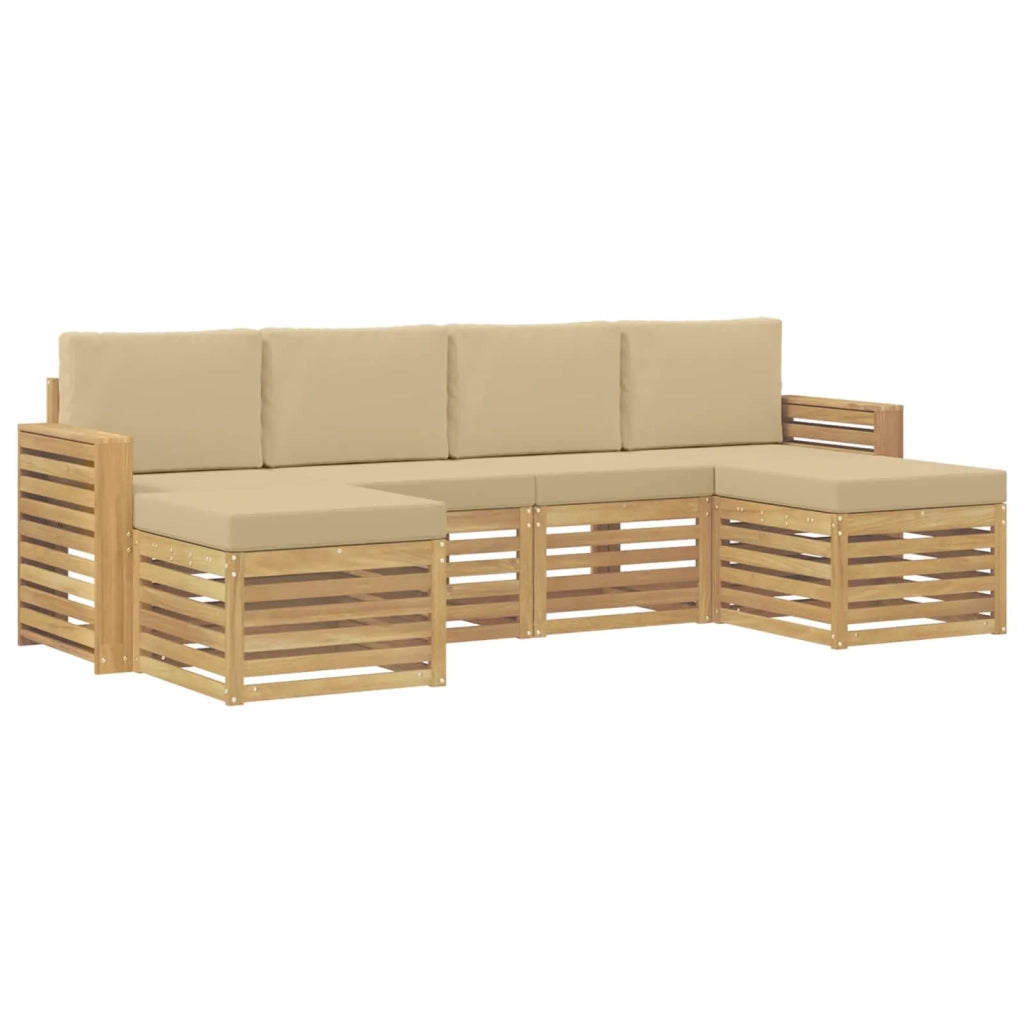 Set di divani da esterno 6 pcs Bianco e Beige 3392283