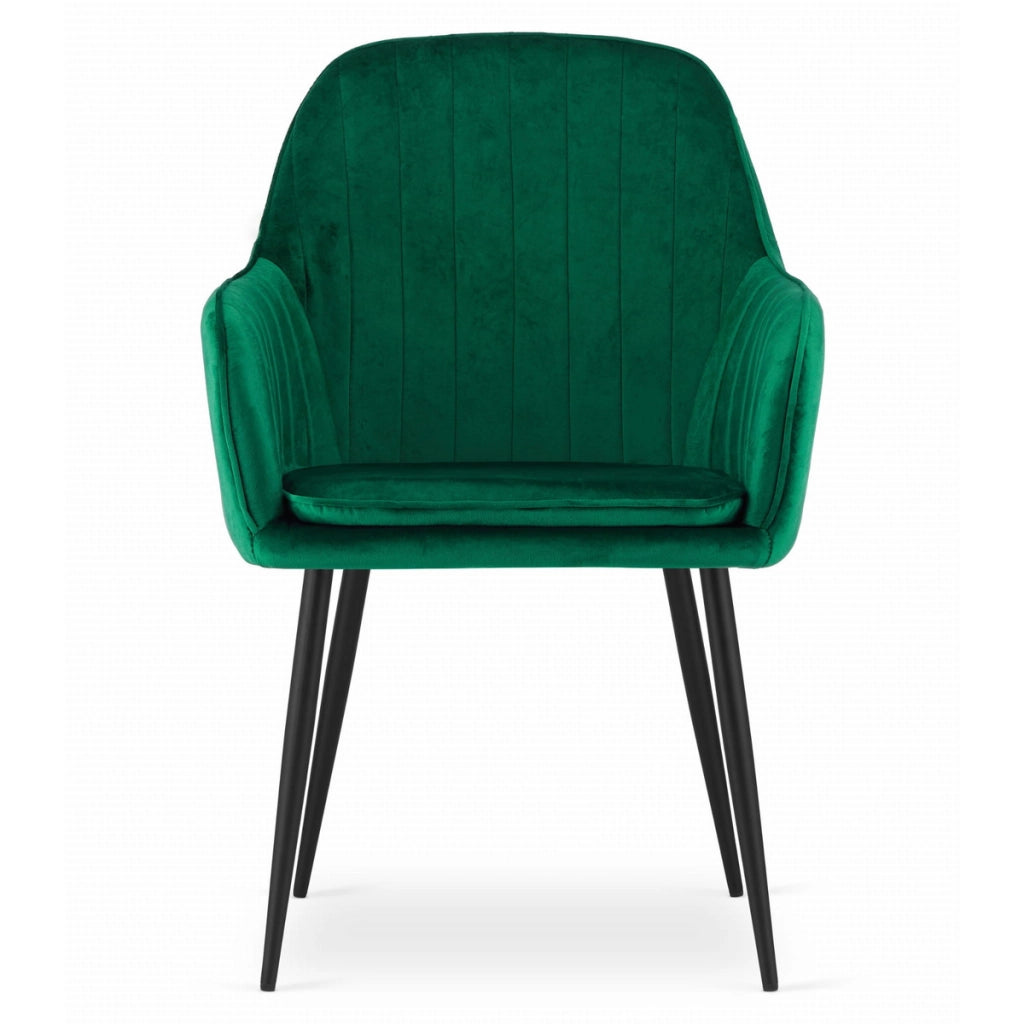 Set di 2 poltroncine Lugo in velluto verde con gambe nere