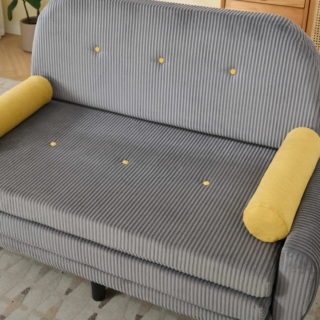 Divano Loveseat in Velluto Grigio con Contenitore, Poltrona Relax e Letto