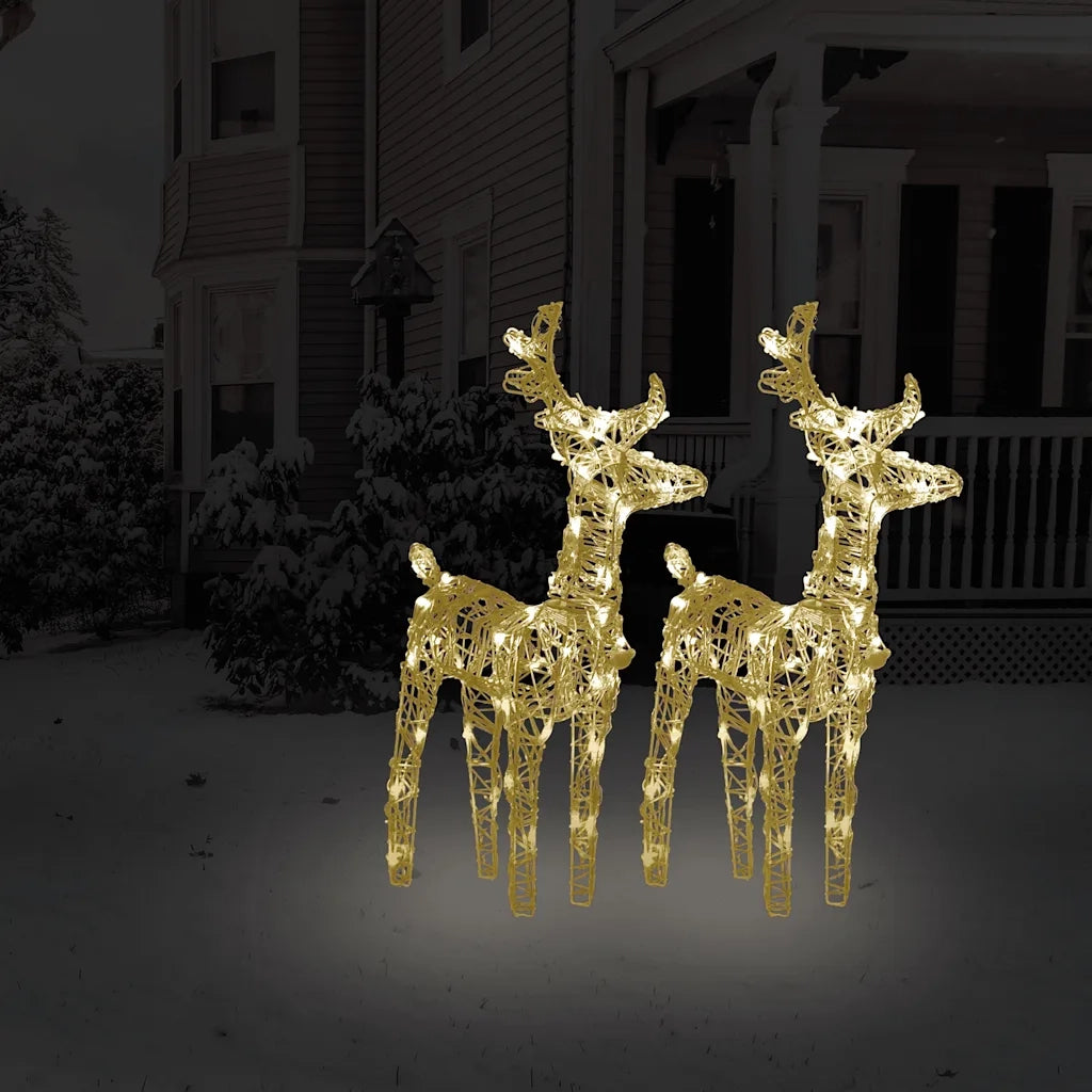 Renne di Natale 2 pz Bianco Caldo 80 LED in Acrilico 342678
