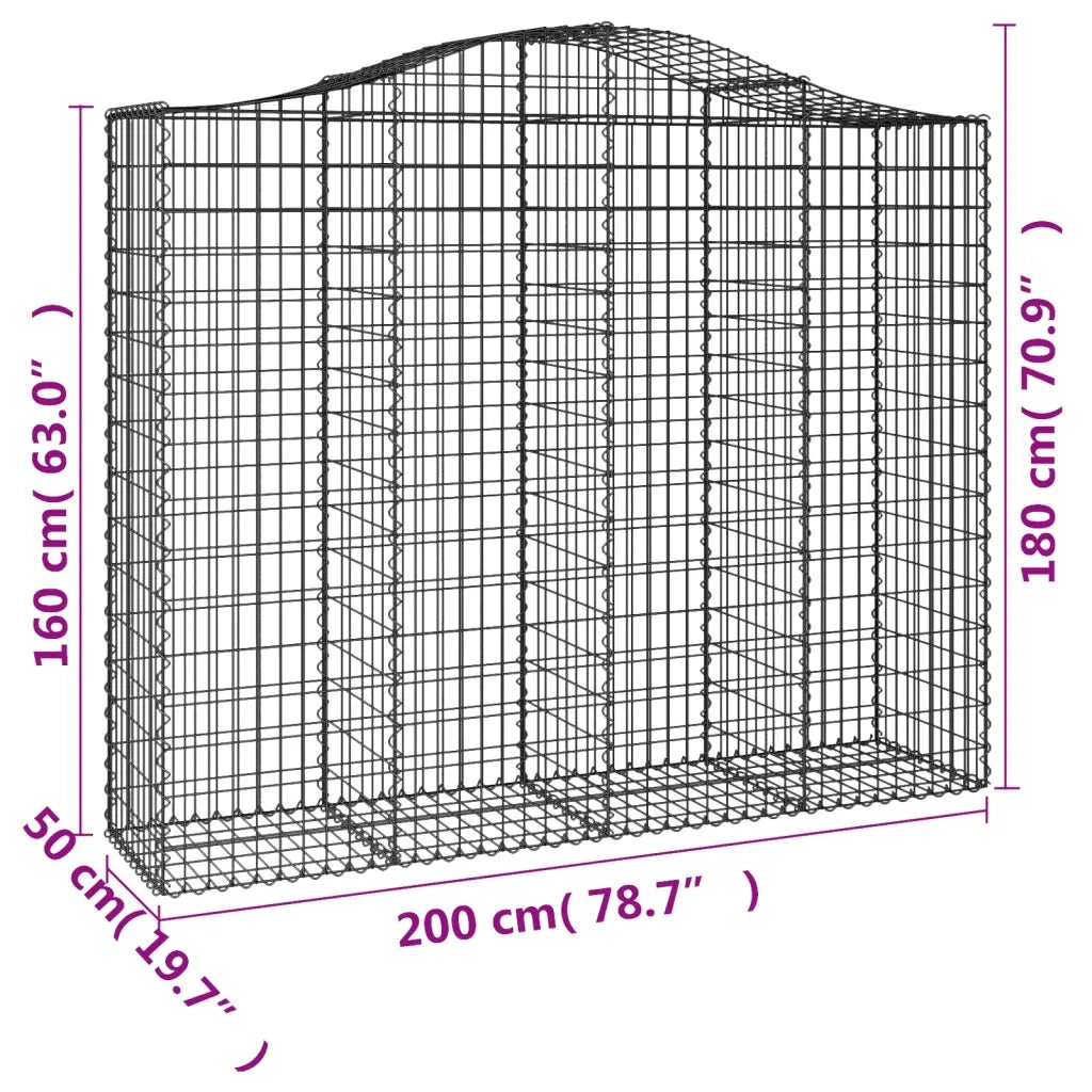 Cesti Gabbioni ad Arco 4 pz 200x50x160/180 cm Ferro Zincato 3145705