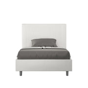 BS COM Letto una piazza e mezza contenitore imbottito 130x190 similpelle bianco