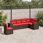 Set Divani da Giardino 6 pz con Cuscini Marrone in Polyrattan 3222633