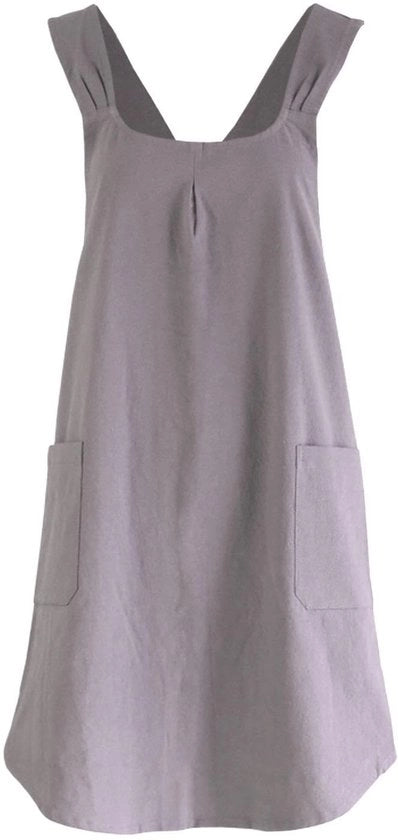 Schort in lino e cotone per donna - Grigio - Schort per cucina - Comodo e duraturo - Adatto per più occasioni - Dimensioni: 70x70 cm - Materiale: lino e cotone - Colore: grigio - Modello: 001