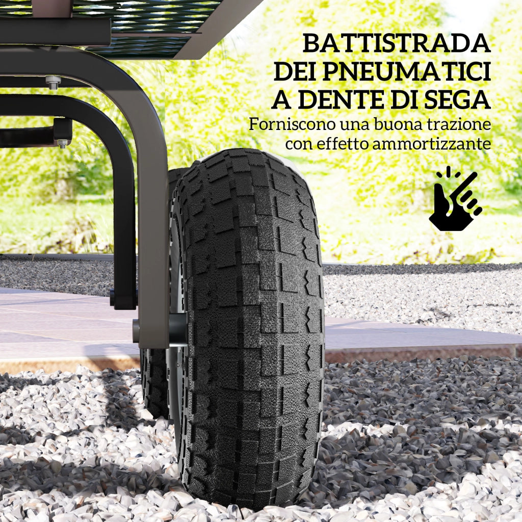 Set 2 Ruote di Ricambio per Carrello e Carriola in Gomma e Acciaio Ø25.5x7.5 cm Foro 16 mm Portata 80 kg Nero per Giardino e Bricolage