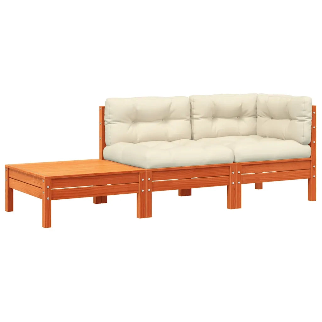 Divano Giardino con Cuscini e Poggiapiedi-Sofa da Giardino-Divanetto da esterno Legno Massello Pino