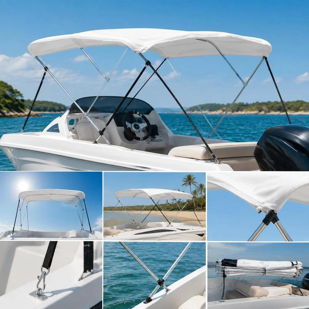 3-Bow Bimini Top White 183x180x137 Cm