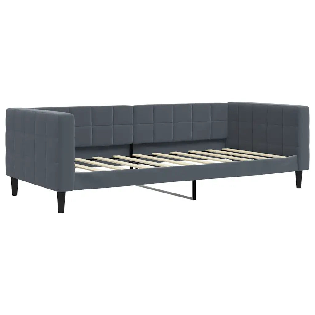 Divano Letto Estraibile Cassetti Grigio Scuro 90x190cm Velluto 3196753