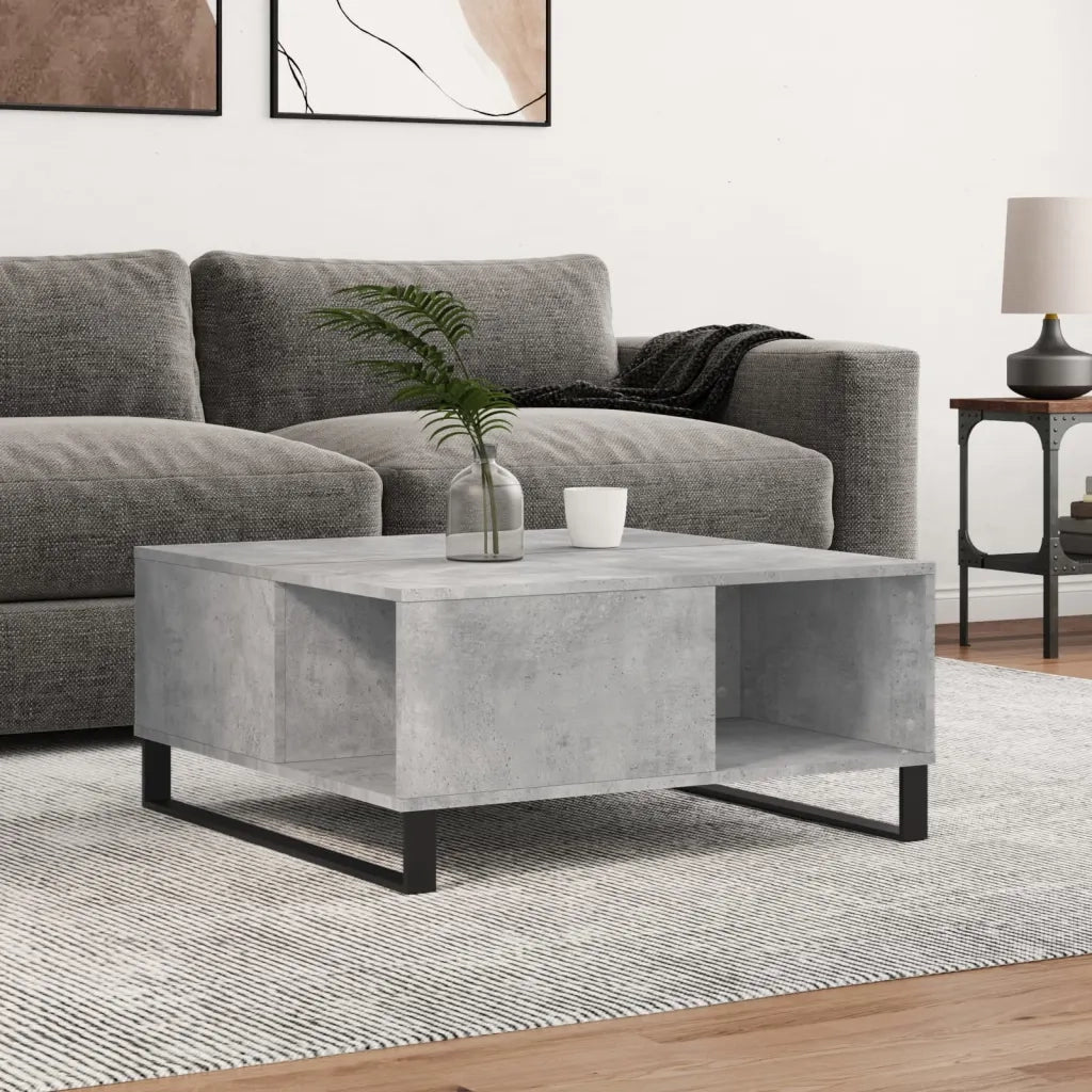 Tavolino Salotto Grigio Cemento 80x80x36,5 cm Legno Multistrato 830792