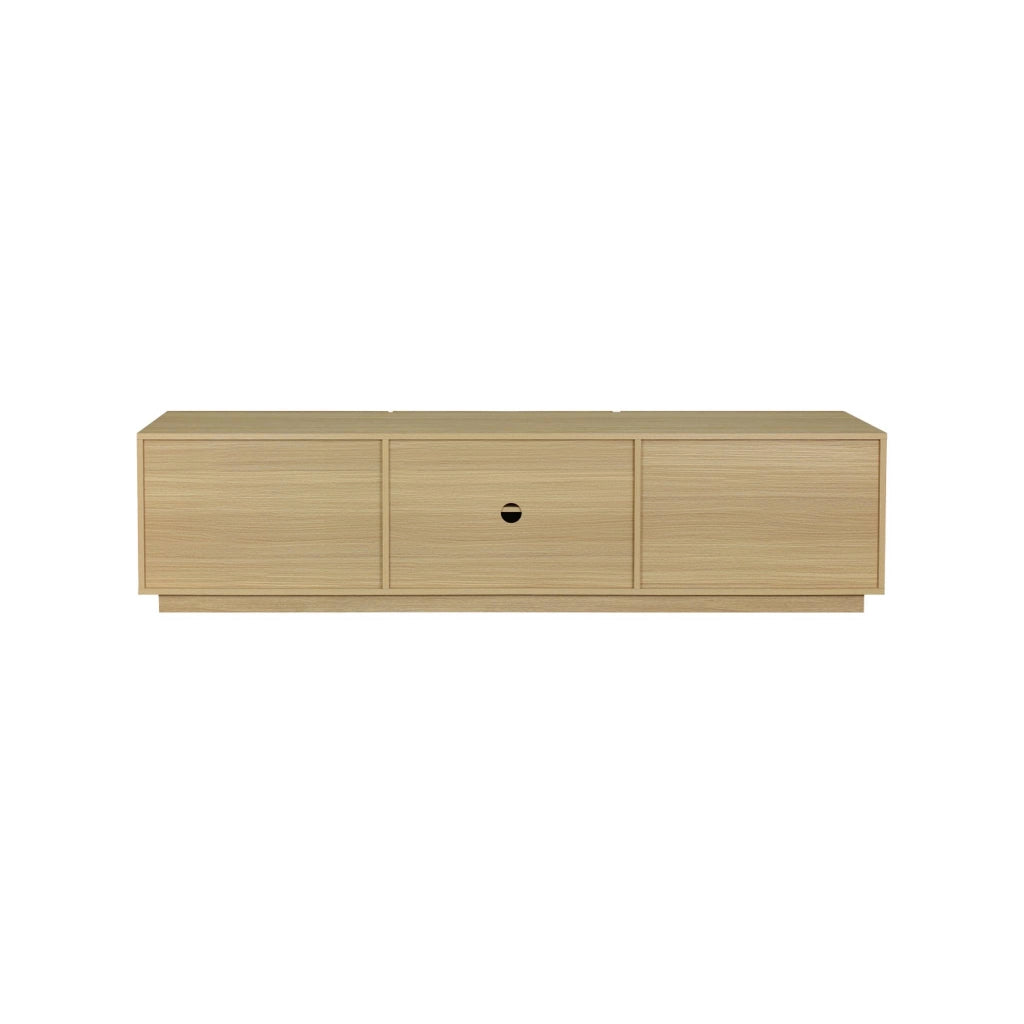 Mobile tv decorazione legno e tessuto 3 ante, 180cm, marrone naturale