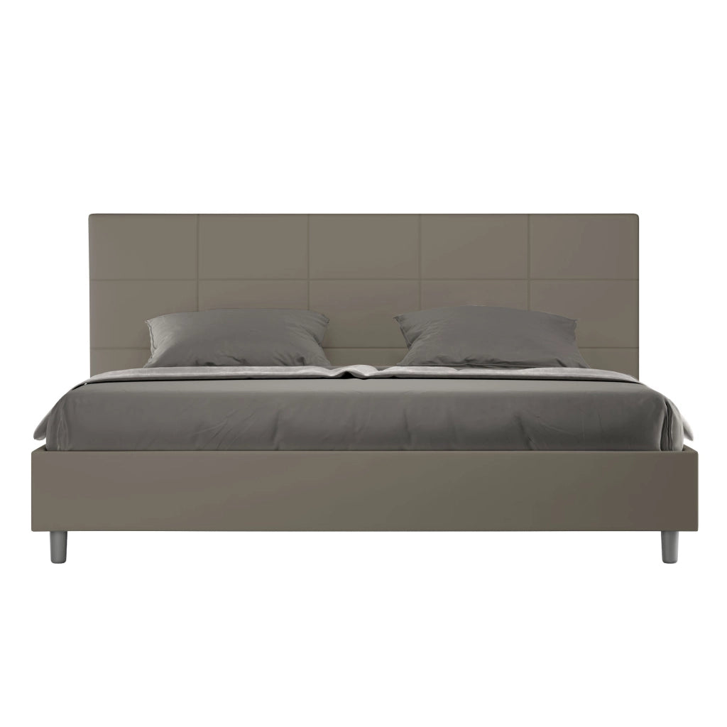 BS COM Letto matrimoniale king size con rete imbottito 200x200 similpelle cappuccino