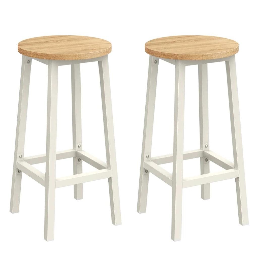 Set di 2 sgabelli alti da bar sedie da cucina struttura in acciaio altezza 65 cm montaggio facile stile industriale beige 12_0007761