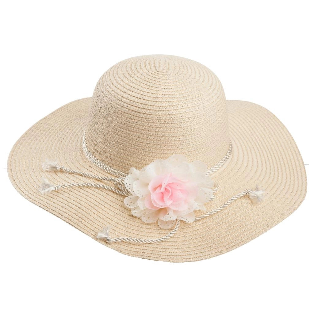 Cappello panna a tesa larga con dettaglio 58
