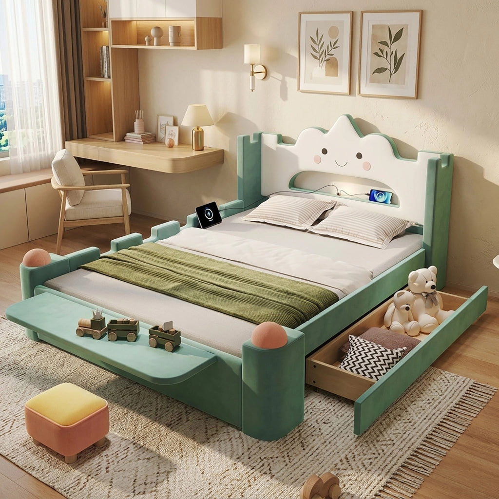 letto imbottito velluto blu verde 140x200 cm