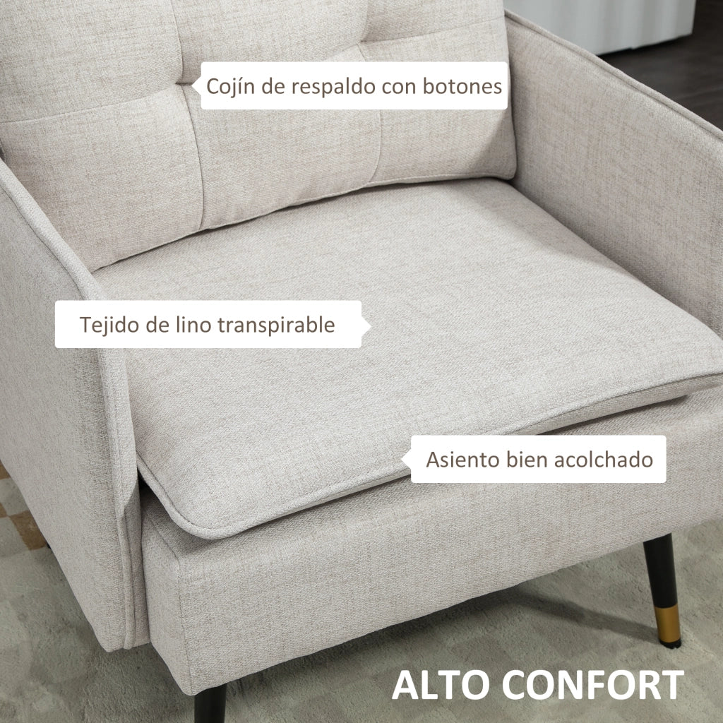 Poltrona Moderna ¨C Minimal ¨C Crema 76x68x80 cm
