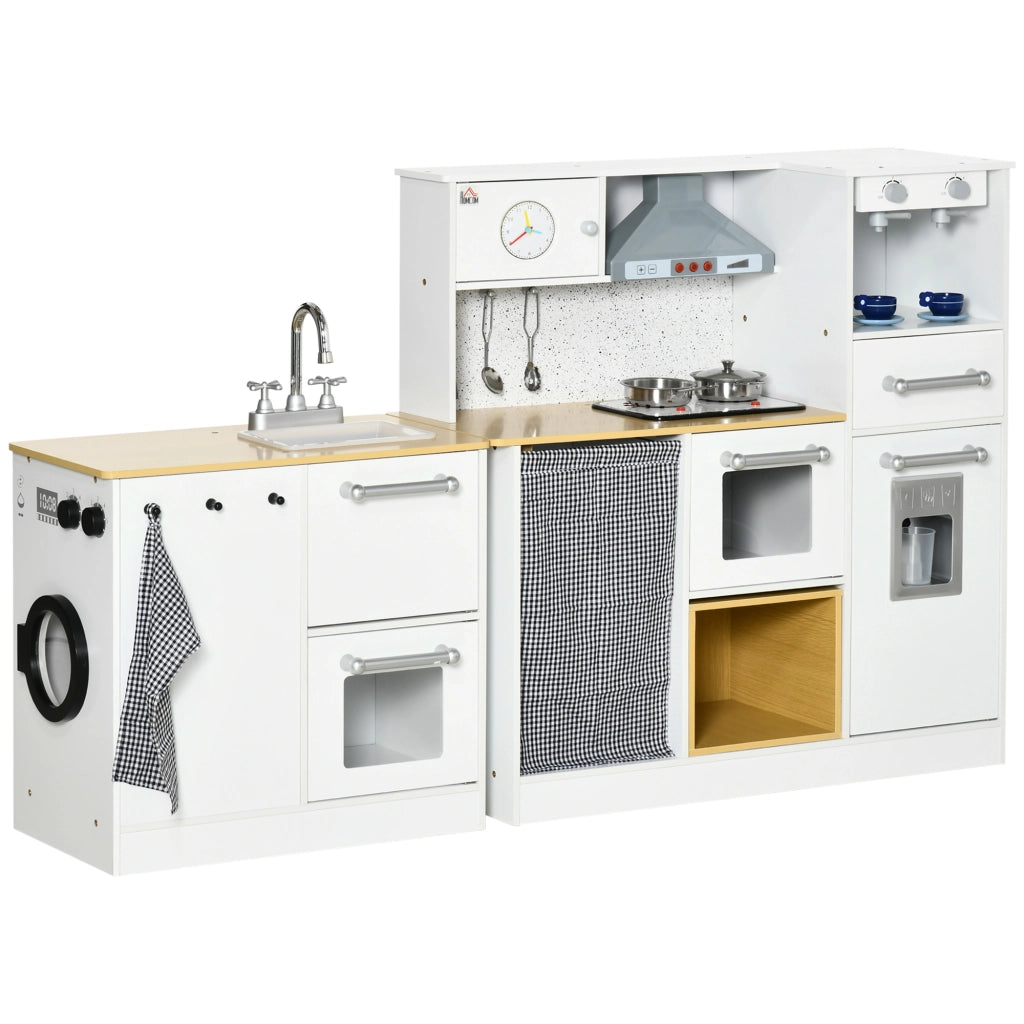EasyComfort Cucina Giocattolo 2 Pezzi per Bambini 3-6 Anni con Utensili da Cucina, Luci ed Effetti Sonori, in MDF e PP