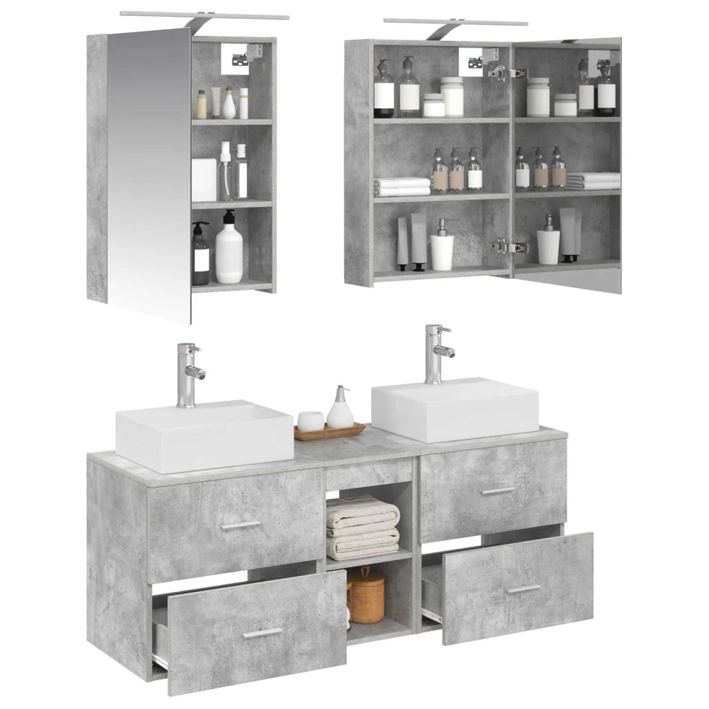 Set di mobili per il bagno 5 pz Grigio Cemento 3406794