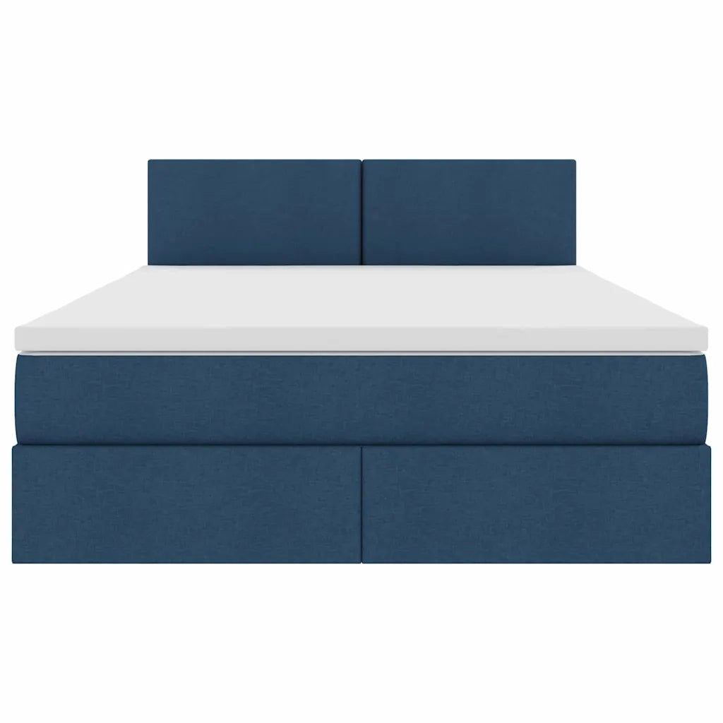 Letto con contenitore e materasso con testiera Blu 140 x 190 cm